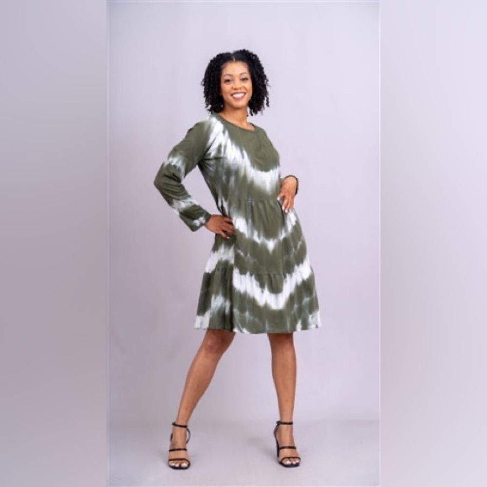 VASNA Made in Italy Tie-Dye Tiered Knit Dress